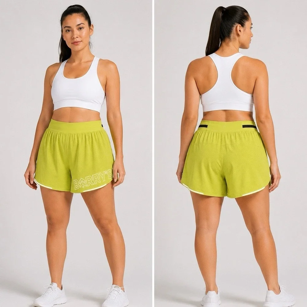 Lululemon x Barry's Wasabi Running Shorts Reflective Perforated Lime XL